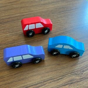 Four! Melissa and Doug wooden cars
